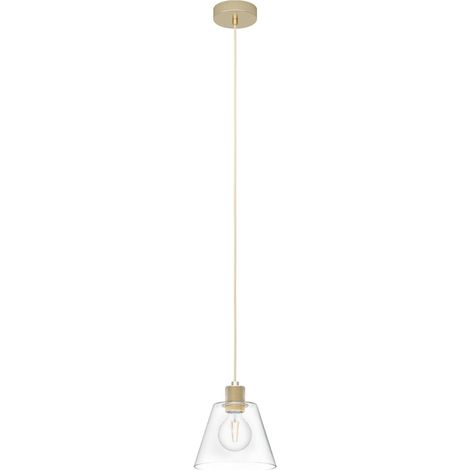 Lampadario A Sospensione Vintage Copley Acciaio Oro Vetro 1 Luce E27 (1/3)