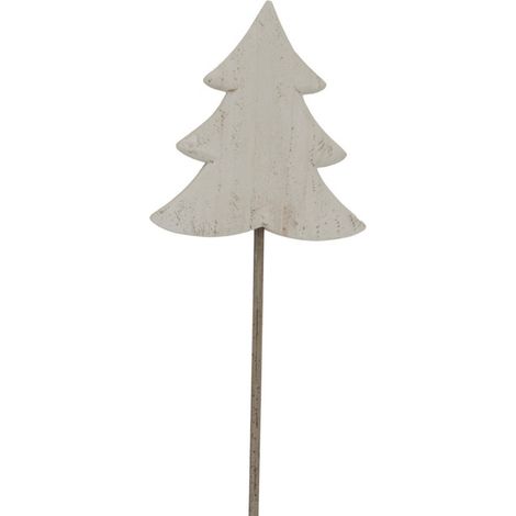 Large Whitewashed Rustic Tree on Stand - Metal - L12 x W17 x H57 cm - White