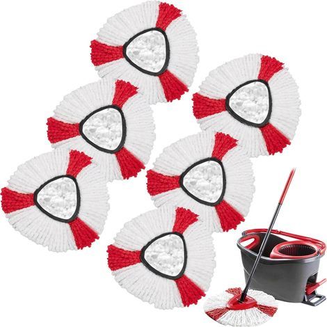 Set of 6 replacement mop heads, microfiber, compatible with triangular rotary mops, for tiled and parquet floors (1/5)