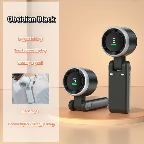 Petit ventilateur portatif à turbine à grande vitesse, ventilateur de bureau portable monté sur le cou pour le refroidissement extérieur (1/4)