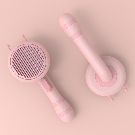 Brosse autonettoyante pour animaux de compagnie, brosse de toilettage pour chiens et chats à poils longs et à poils courts, élimine efficacement les poils morts et les peluches(rose) (1/4)