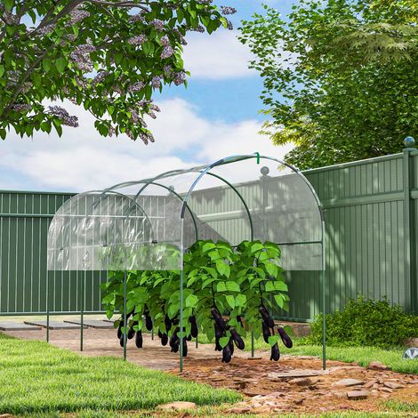 Invernadero de jardín, invernadero para tomates, 4 arcos de acero, cubierta de PVC, 4 x 1,23 x 1,71 m, verde