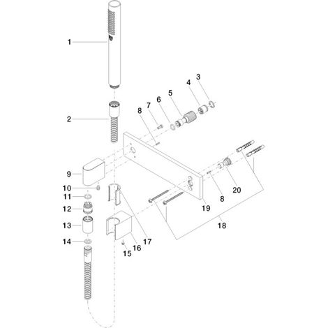 DORNBRACHT 27818980-390010 Ensemble douchette flexible. SPÉCIFIQUE À LA SÉRIE