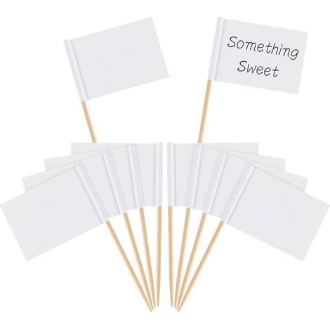 [JAMAIS UTILISÉ]Drapeaux de Cure-Dents Vide Blanc Marqueurs de Fromage Marquage des Étiquettes Blanc pour Gâteau de Fête Cheeseplate de Nourriture Apéritifs(100 Pièces) (1/4)