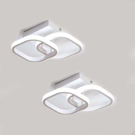GOECO 2 pezzi Plafoniera LED 24W Design moderno Bianco Freddo 6000K Anello quadrato Lampada a Soffitto Per Cucina Sala da pranzo Camera da letto Corridoio Ingresso Balcone Bianco (1/5)