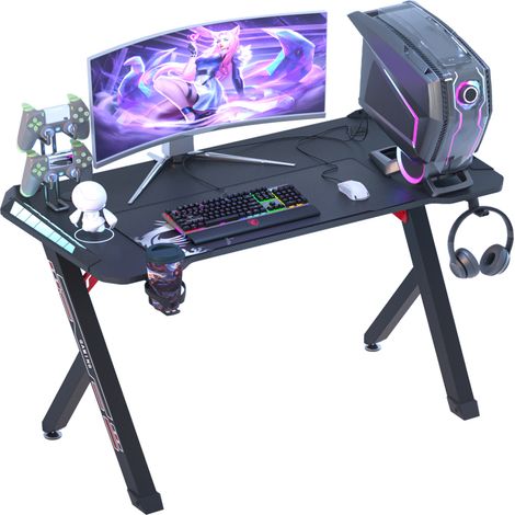 Mesa Gaming LED Mesa Gamer Grande con Pie Ajustable Escritorio Gaming PC Ergonómico, L 120cm (1/5)