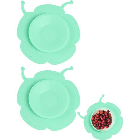 2 tapis de table à ventouses, silicone, diamètre 8,8 cm, hauteur 0,8 cm, pour bols et assiettes enfants (1/5)