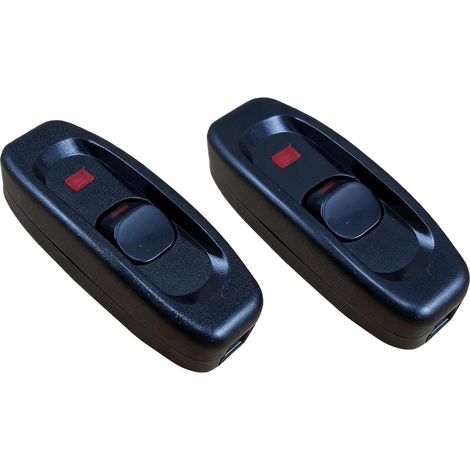 Lot de 2 interrupteurs intermédiaires avec témoin lumineux rouge, interrupteur à cordon 10 A, interrupteur 230 V, convient pour les câbles d'alimentation à 2 fils et les petits appareils (1/5)