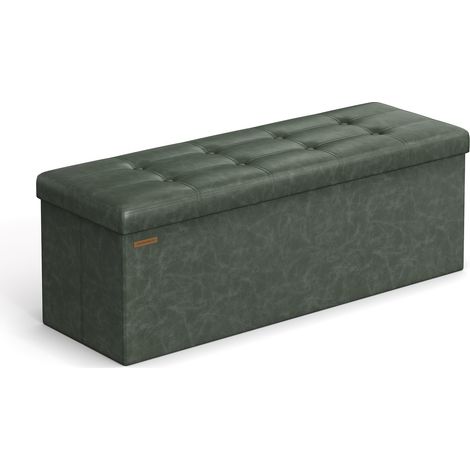 Sitzhocker Banc, Pouf Pliable, 38 x 110 x 38 cm, Bout de Lit, Repose-Pieds, Coffre de Rangement, Charge jusqu'à 300 kg, pour Salon, Chambre, Entrée, Vert Forêt LSF070C01, 110L cm (1/5)