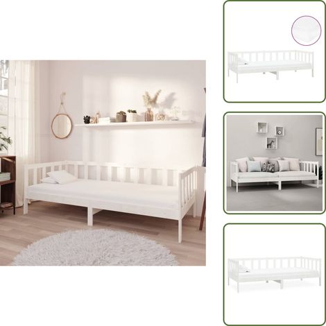 Divano con materasso - vidaXL Divano Letto con Materasso 90x200 cm Bianco in Legno di Pino - Materasso morbido