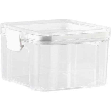 Mini boîte carrée en plastique transparent - bocal de conservation cuisine pour snacks fruits secs avec couvercle hermétique (1/5)