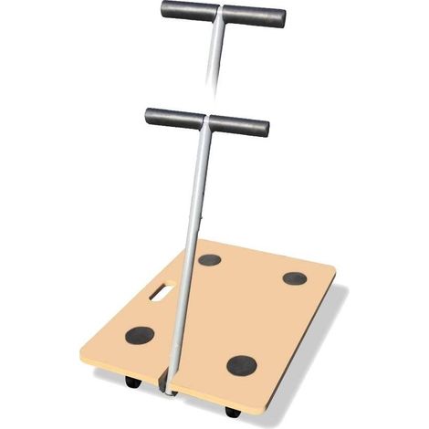 OSE – Plateau roulant charges lourdes 200 kg – 4 roulettes pivotantes – Manche télescopique jusqu'à 87 cm – MDF et aluminium