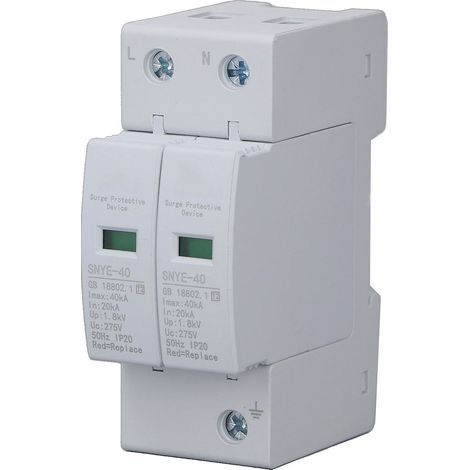 Dispositif de Protection contre les Sursauts Tension Rapide Haute Capacité Résistant au Feu Corrosion Protège Maison 2P 275V (1/5)