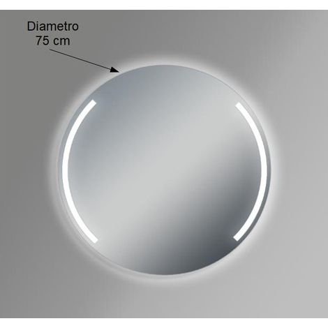 Espejo de pared redondo. Diámetro: 75 cm. Grosor: 4 mm. Retroiluminación LED. (1/2)