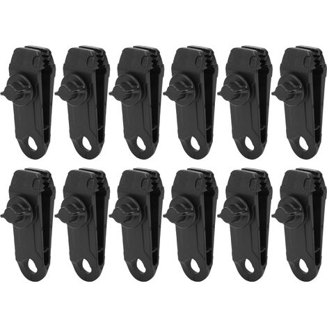 Lot de 12 pinces de fixation pour corde de tente extérieure, accessoires de camping résistant au vent, clips pour bâche, lot de 12 pièces (1/5)