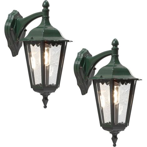 2er-Set Wandleuchten FIRENZE, vierstrebig, E27, Aluminium grün (1/4)