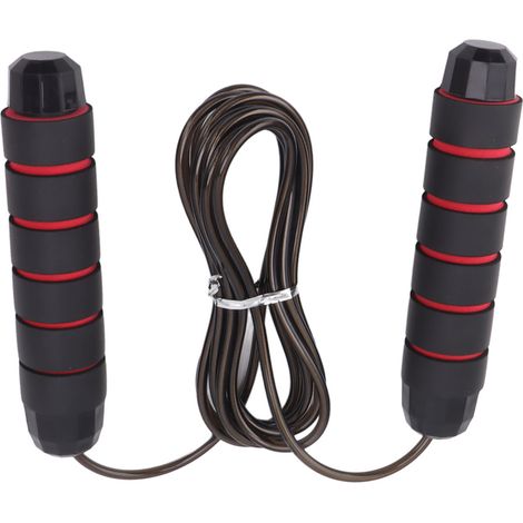 Gewichtetes Springseil zum Kalorienverbrennen, verwicklungsfreier Schaumstoffgriff, 406 g Fitness-Trainingsseil, schwarz und rot (1/4)
