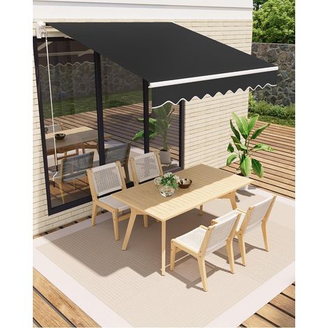 Store Banne Manuel à Bras Articulé 400x250 cm, Auvent de Terrasse Balcon avec Manivelle, Inclinable, Anti-UV Imperméable,NOIR (1/5)