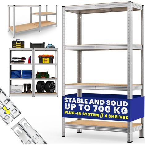 MONZANA® Garage Shelves Industrial Racking Heavy Duty Free Standing Plug-In Shelving Units Warehouse Shed Workshop 4 Tier - 160x90x40cm (1/8)