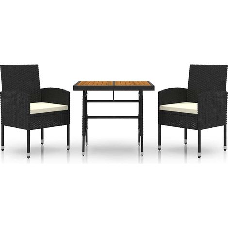 Maison Exclusive - 3-tlg. Garten-Essgruppe Poly Rattan Schwarz (1/5)