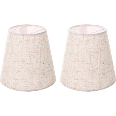 CCYKXALot de 2 mini abat-jours en lin à clipser pour lampes de table, lustres, appliques murales, 14x14x13cm, housses de lampe en tissu rustique pour maison (1/5)