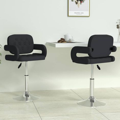 vidaXL Swivel Dining Chairs 2 pcs Black Faux Leather