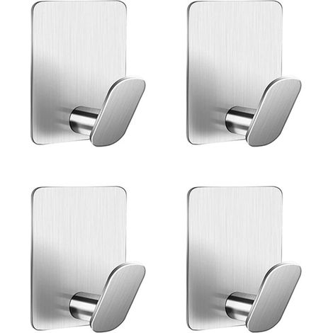 Set di 4 ganci adesivi da parete, portasciugamani per bagno e cucina, non necessitano di foratura - Argento