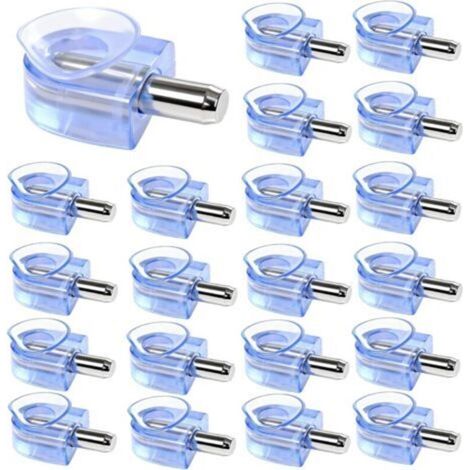 26 Pièces Support Etagere Support Etagere Verre avec Ventouse Fixation Étagère Armoire Rangement pour Meuble Placard Bibliothèque, Tige 5 mm