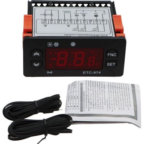 ETC-974 Regulador de Temperatura Digital Microordenado Termostatos Alarma de Refrigeración 220 V Sensor (1/4)