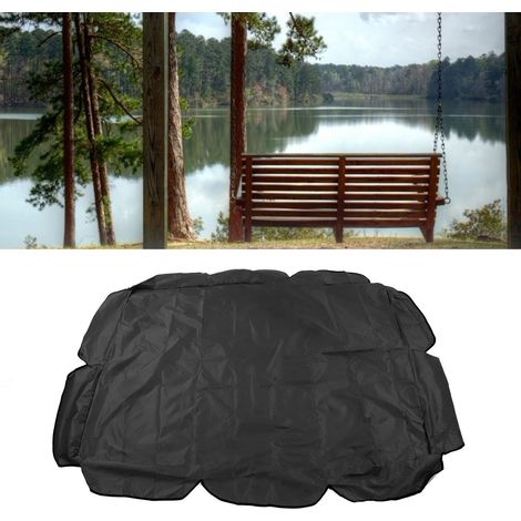 Auvent pour balancelle 210D en tissu Oxford enduit argenté, imperméable et résistant aux UV, pour chaise de jardin d'extérieur 142 x 120 x 18 cm, noir (1/5)