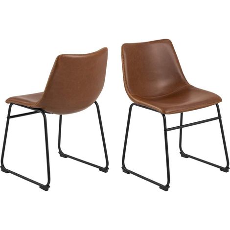 Oregon chaise de salle à manger Simili cuir PU marron.