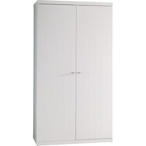 CLEO - Armoire 2 Portes Effet Lambris Blanc Laqué (1/3)
