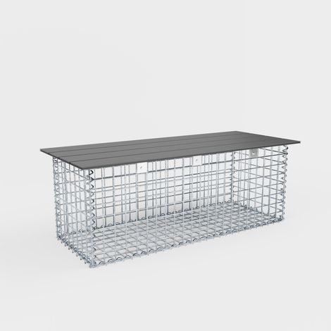 Gabiondeco - Banc de jardin fourche en spirale 105 x 50 x 40 cm - MW 5 x 5 cm. avec revàªtement recyclà© en anthrac - Made in Germany (1/4)