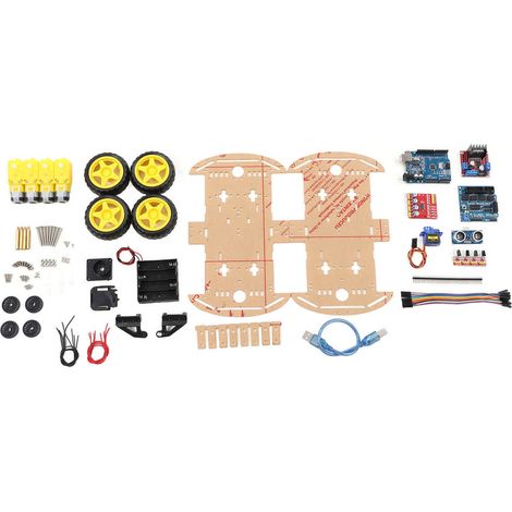 Kit châssis voiture robot intelligente, moteur suivi plateforme 4WD DIY pour véhicule automatisé (1/5)