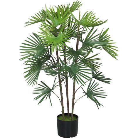 Palmier artificiel 90 cm avec pot plastique feuillage vert