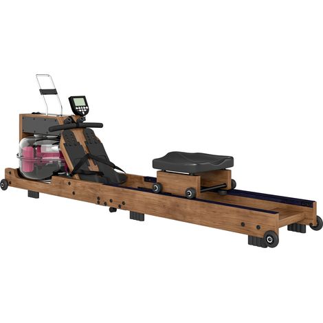 Rameur d'appartement pliable en bois d'hévéa, rails en aluminium double, Bluetooth, écran LCD, application compatible, capacité maximale 158 kg (1/5)