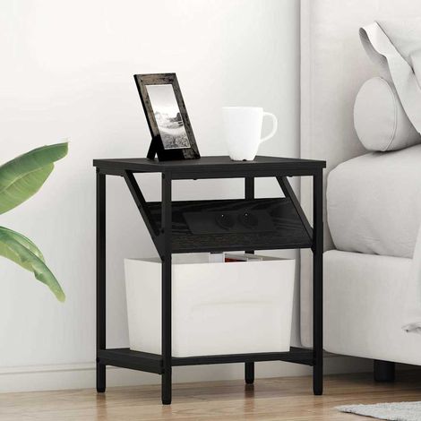 Nachttisch 2 pcs Schwarz Eichen-Optik 38 x 30 x 48 cm