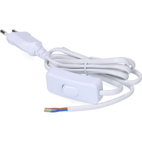 Anschluss mit Schalter, 3A, 15m, Flachschlauch, weiß  EDM 23500