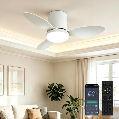 65CM Ventilateur Plafond avec Lumiere et Télécommande, 60W Ventilateur Plafond Silencieux 6 Vitesses Du Vent Moteur DC Réversible, Plafonnier Ventilateur Lampe Dimmable pour Chambre Salon (1/5)