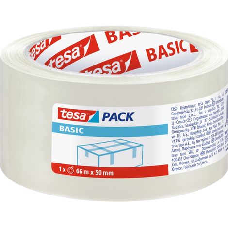 nastro adesivo tesa "basic" trasparente in pp acrilico 66 mt x 50 mm