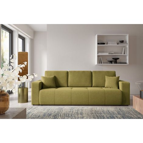 Sofa 3-Sitzer mit Schlaffunktion AUGUSTO in Stoff Wind Moosgrün (1/5)