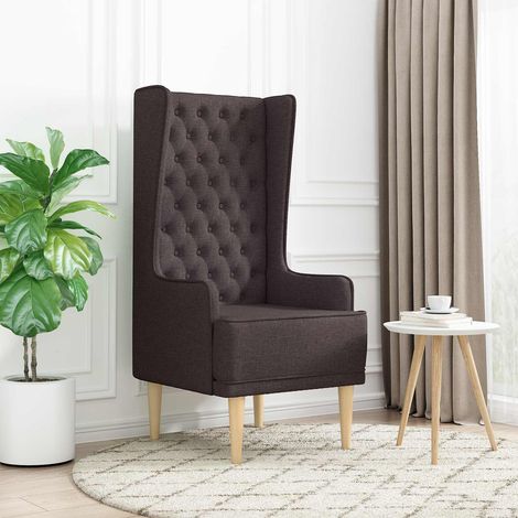 vidaXL Silla de respaldo alto con capitoné con botones Marrón Oscuro (1/5)