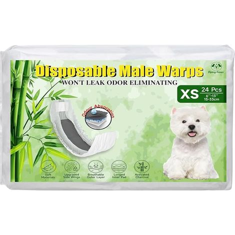 Couches pour Chien mâle XS Couches jetables mâle Charbon activé neutralisation Couches Douces Respirantes Pantalons Incontinence Chiot XS (1/5)