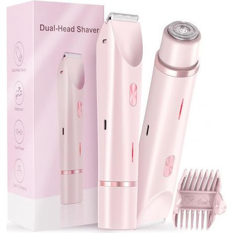 Rasoir Électrique Femme Double Tête Épilation Intime Précise Sans Douleur Rechargeable Compact (1/5)