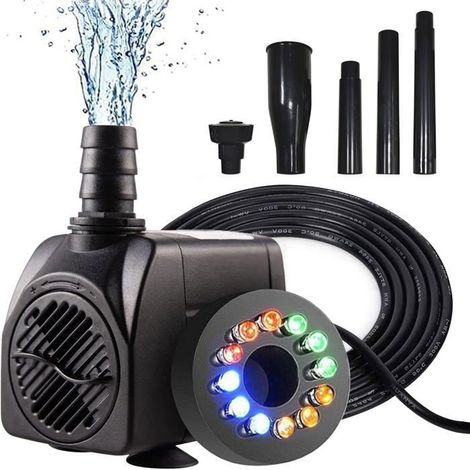 Pompe Bassin 750L/H 15W 220V, Submersible Fontaine LED Buses, Aquarium Jardin Extérieur Silencieuse HBCL (1/4)