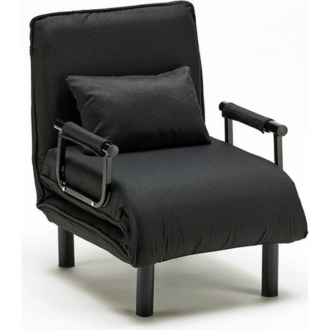 Poltrona letto brandina pieghevole in tessuto Deborah - Nero