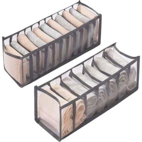 2 Pièces Organisateur de Tiroir Pliable, Rangement Sous Vetement, Rangement Tiroir Vetement Organisateur Vetement, pour Chaussettes, Sous-Vêtements, Vêtements de Bébé, Cravates (1/5)