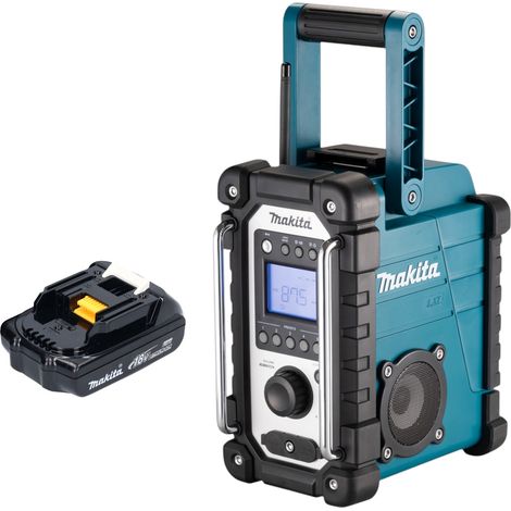 Radio da cantiere a batteria Makita DMR 116 Y1 14,4 - 18 V AM FM AUX + 1x batteria 1,5 Ah - senza caricabatteria