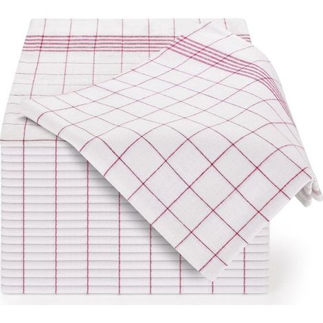 Set di strofinacci di alta qualità, 45 x 65 cm, 20 pezzi, lavabili in lavatrice, altamente assorbenti, elegante motivo a quadri, verde chiaro. (1/5)