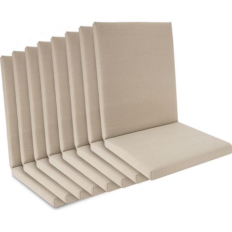 Lot de 8 coussins de chaise basse étanches 100x50x5,5cm Beige (1/5)